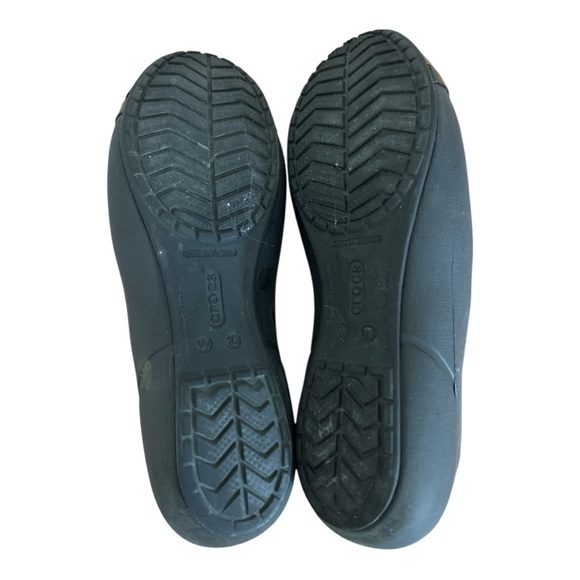 CROCS Black Patent Toe Ballet Flats Loafers Shoes Size 10 - Picture 5 of 7